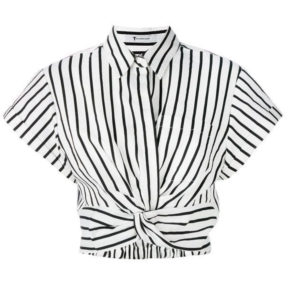 T by Alexander Wang - Striped Crop Blouse